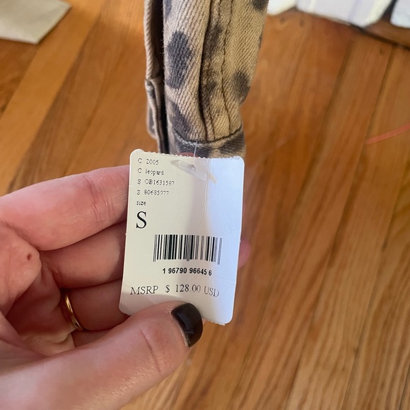 NWT! Free People Leopard Print Denim Jacket - Picture 5 of 9